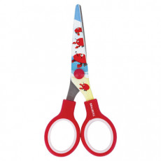 Ножницы BRAUBERG Kid Series, 130 мм, красные, с цветной печатью Крабы, закругленные, 23227, 232270