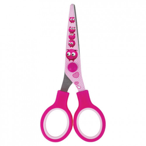 Ножницы BRAUBERG Kid Series, 130 мм, розовые, с цветной печатью Поросята, закругленные, 232272