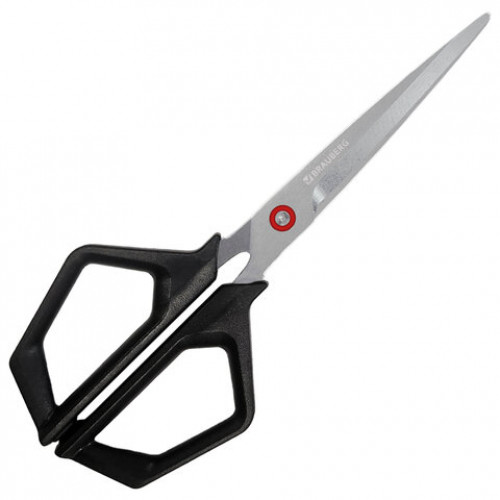 Ножницы BRAUBERG Super black 170 мм, черные, 3-сторонняя заточка, ручки из ABS-пластика, 238854