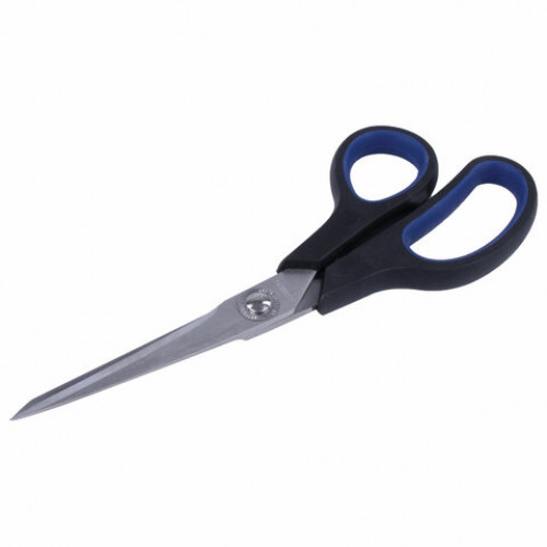 Ножницы BRAUBERG Soft Grip, 190 мм, черно-синие, резиновые вставки, 3-х сторонняя заточка, 230762