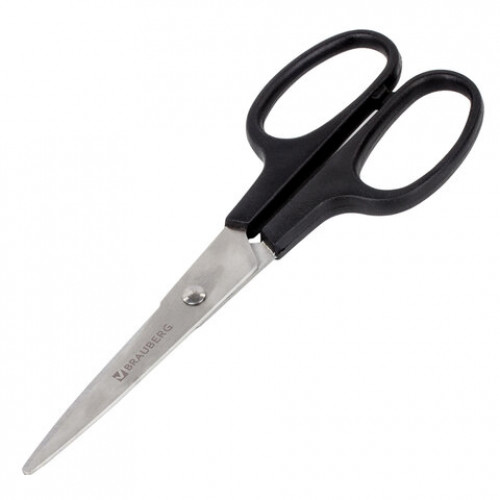 Ножницы BRAUBERG Standard 160 мм, черные, классической формы, 2-х сторонняя заточка, 237095