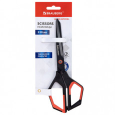 Ножницы BRAUBERG Super special, 220 мм, черные, 3-сторонняя заточка, тефлоновое покрытие, 238849