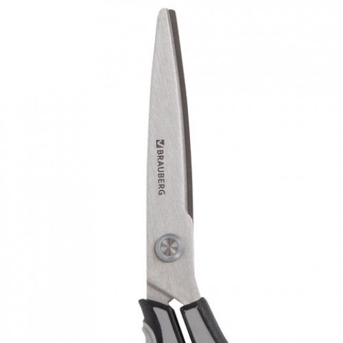Ножницы BRAUBERG SUPER, 210 мм, серо-черные, 2-х сторонняя заточка, эргономичные ручки, 237296