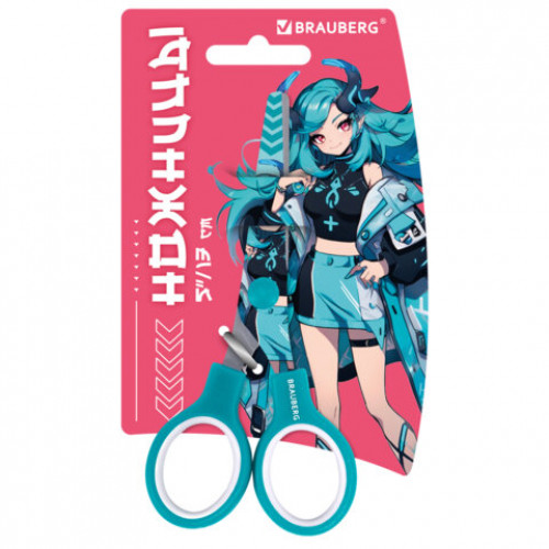 Ножницы 130 мм, мятные, с цветной печатью Аниме, BRAUBERG ANIME, 238956