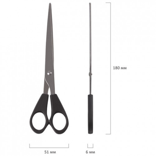 Ножницы STAFF Basic, 180 мм, чёрные, ПВХ чехол с европодвесом, 236939