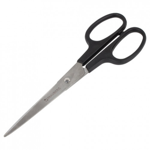 Ножницы BRAUBERG Standard 180 мм, черные, классической формы, 2-х сторонняя заточка, 237096