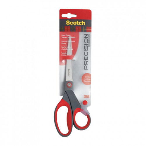 Ножницы SCOTCH Precision, 200 мм, для точной резки, резиновые вставки, серо/красные, европодвес, 1448