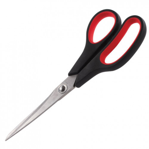 Ножницы ГВАРДИЯ Soft Grip, 190 мм, резиновые вставки, чёрно-красные, 3-х сторонняя заточка, 236928