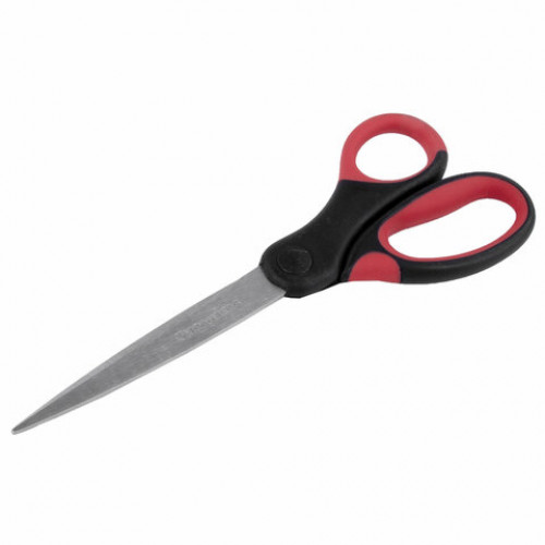 Ножницы BRAUBERG Office, 160 мм, красно-черные, прорезиненные ручки, 2-х сторонняя заточка, 231564