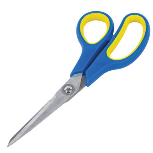 Ножницы ОФИСБУРГ Soft Grip, 190 мм, резиновые вставки, сине-жёлтые, 3-х стороняя заточка, 236929