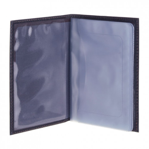 Бумажник водителя BEFLER Грейд, натуральная кожа, тиснение, 6 пластиковых карманов, синий, BV.1.-9