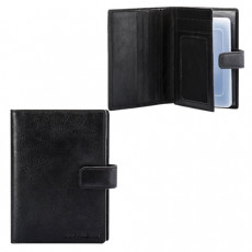 Бумажник водителя FABULA Estet, натуральная кожа, тиснение, 6 пластиковых карманов, кнопка, черный, BV.7. MN