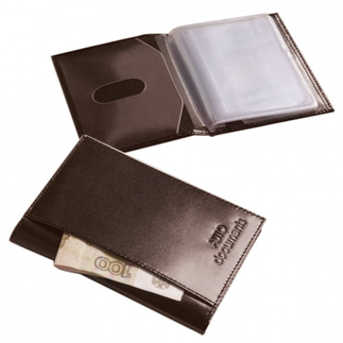 Бумажник водителя BEFLER Classic, натуральная кожа, тиснение, 6 пластиковых карманов, коричневый, BV.25.-1