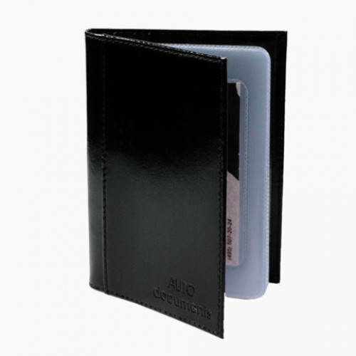 Бумажник водителя BEFLER Classic, натуральная кожа, тиснение, 6 пластиковых карманов, черный, BV.25.-1