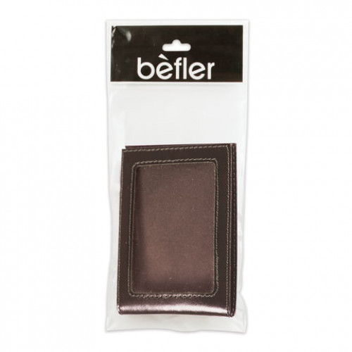 Обложка для удостоверения BEFLER Classic, натуральная кожа, с окном, коричневая, F.13.-1