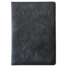 Обложка для паспорта Passport Map, мягкая экокожа, графитовая, STAFF, 238875