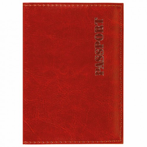 Обложка для паспорта экокожа, мягкая вставка изолон, PASSPORT, красная, STAFF Profit, 238408
