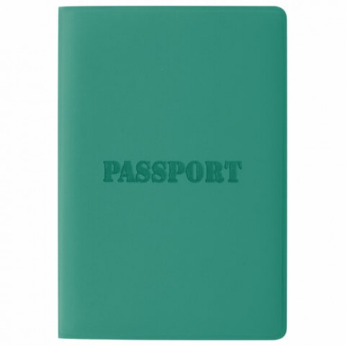 Обложка для паспорта, мягкий полиуретан, PASSPORT, цвет тиффани, STAFF, 238404