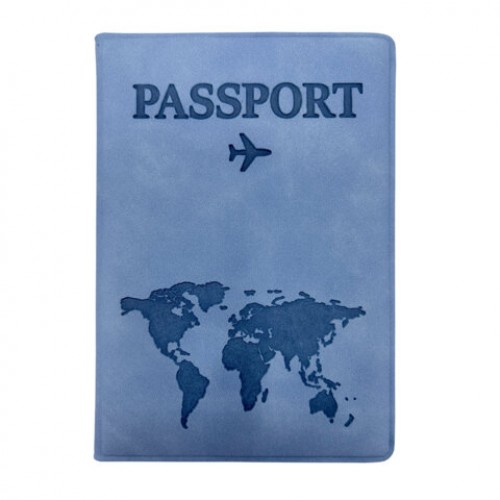 Обложка для паспорта Passport Map, мягкая экокожа, голубая, STAFF, 238877