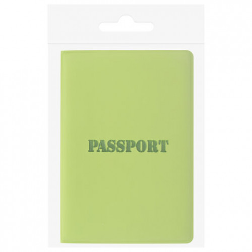 Обложка для паспорта STAFF, мягкий полиуретан, ПАСПОРТ, салатовая, 237607