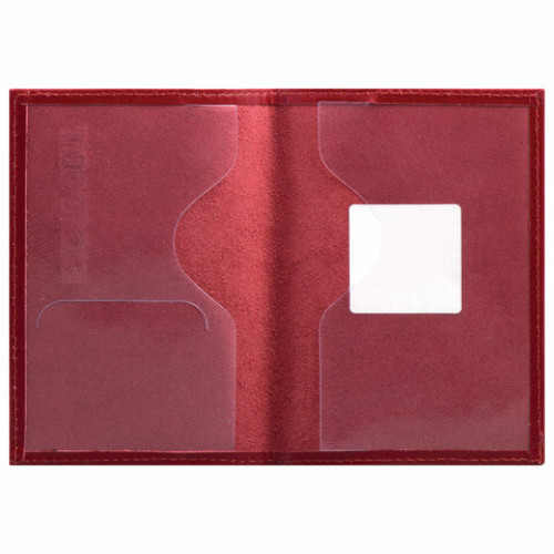Обложка для паспорта натуральная кожа галант, PASSPORT, красная, BRAUBERG, 237178