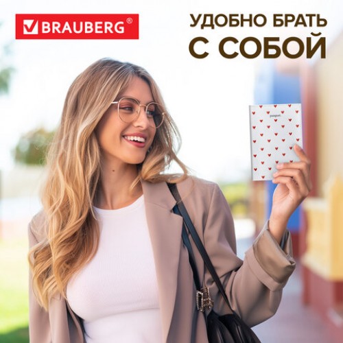 Обложка для паспорта натуральная кожа флоттер, принт Сердечки, цвет белый, BRAUBERG, 238866