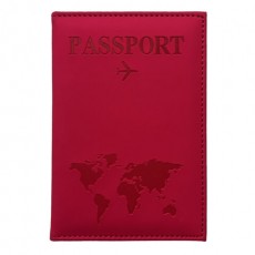 Обложка для паспорта Passport map, экокожа soft-touch, малиновая, STAFF, 238761