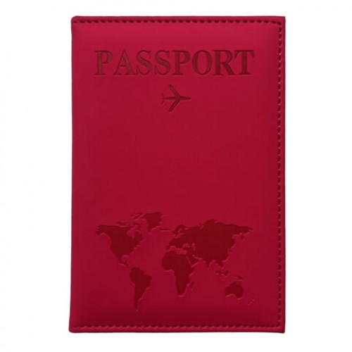 Обложка для паспорта Passport map, экокожа soft-touch, малиновая, STAFF, 238761