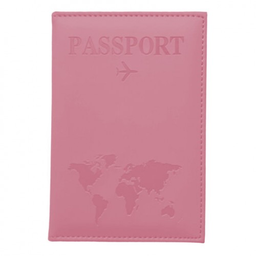 Обложка для паспорта Passport map, экокожа soft-touch, розовая, STAFF, 238759