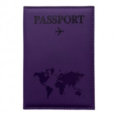 Обложка для паспорта Passport map, экокожа soft-touch, фиолетовая, STAFF, 238762