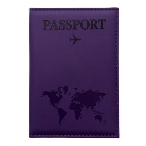 Обложка для паспорта Passport map, экокожа soft-touch, фиолетовая, STAFF, 238762