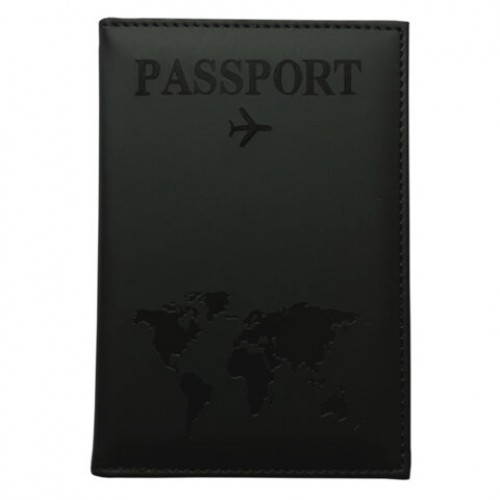 Обложка для паспорта Passport map, экокожа soft-touch, черная, STAFF, 238760