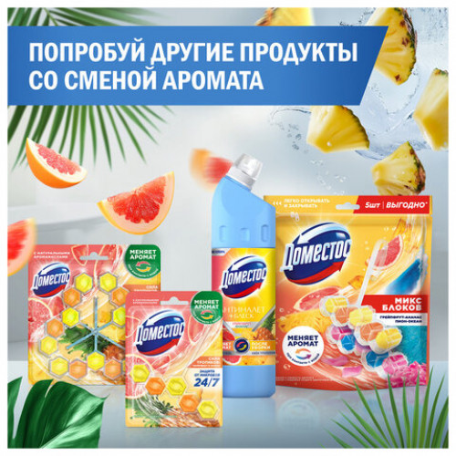 Блок туалетный подвесной твердый 2х50г+3х50г ДОМЕСТОС Свежесть цитруса и Цветочный б