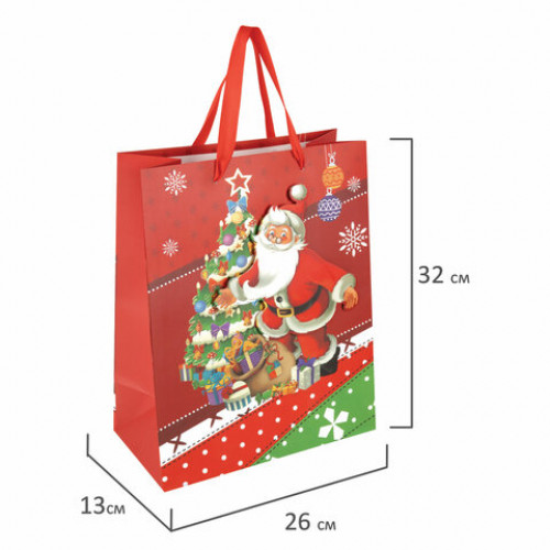 Пакет подарочный НАБОР 4 штуки новогодний 26x13x32 см, 3D Large, ЗОЛОТАЯ СКАЗКА, 592120