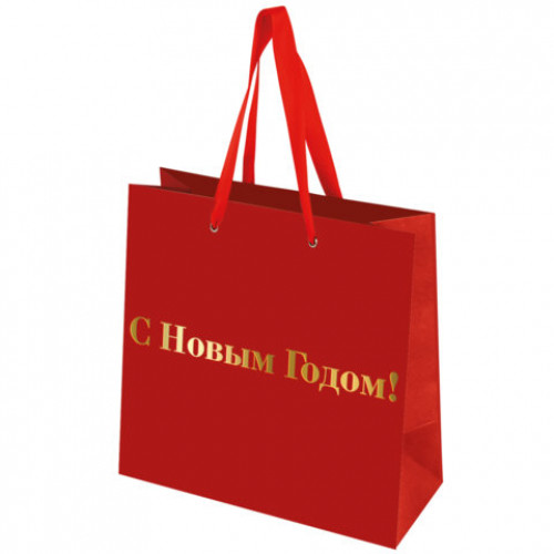 Пакет подарочный НАБОР 3 шт., новогодний, 20х8х20 см, Business X-Mas Kraft, ЗОЛОТАЯ СКАЗКА, 592425