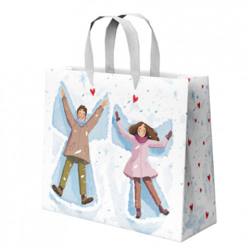 Пакет подарочный (1 шт.) новогодний, 26х13х32 см, Love story, фольга, ассорти, ЗОЛОТАЯ СКАЗКА, 592445