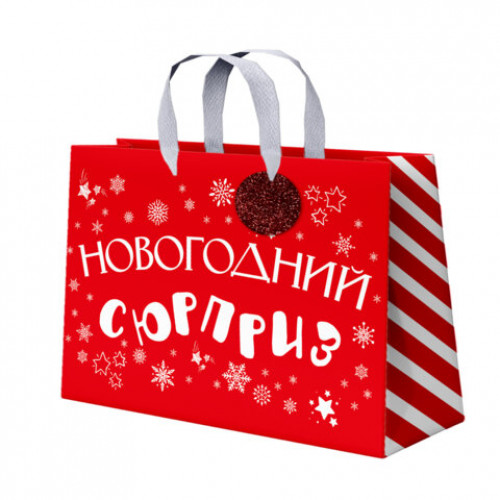 Пакет подарочный (1 шт.) новогодний, 27х11х20 см, Новогодний подарок, ламинация, ассорти, ЗОЛОТАЯ СКАЗКА, 592449