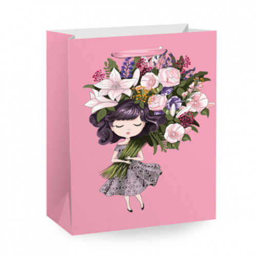 Пакет подарочный (1 штука) 18х10х23см (M) Kraft For Woman, ассорти, глиттер, фольга, ЗОЛОТАЯ СКАЗКА, 700805