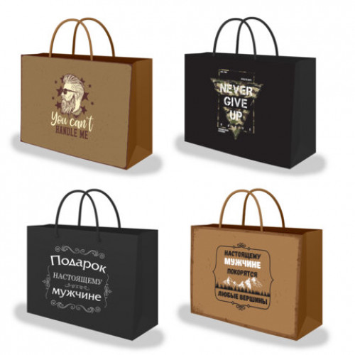 Пакет подарочный (1 штука) 45х13х33см (XL) For Real Man, ассорти, крафт, ЗОЛОТАЯ СКАЗКА, 700827