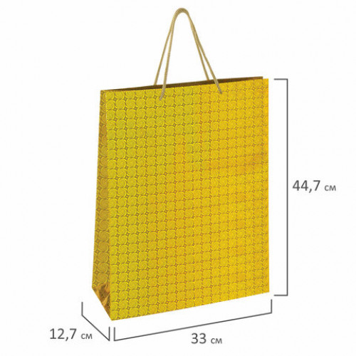 Пакет подарочный 33x12,7x44,7 см, ЗОЛОТАЯ СКАЗКА голография, ассорти 3 цвета, 606610