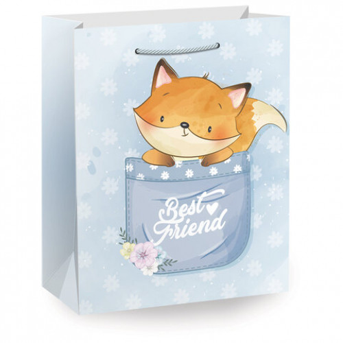 Пакет подарочный (1 штука) 26х13х32 см (L), Lovely Animals, ассорти, глиттер, ЗОЛОТАЯ СКАЗКА, 700816