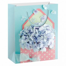 Пакет подарочный 11,4x6,4x14,6 см ЗОЛОТАЯ СКАЗКА Summer Flowers, глиттер, голубой, 608246