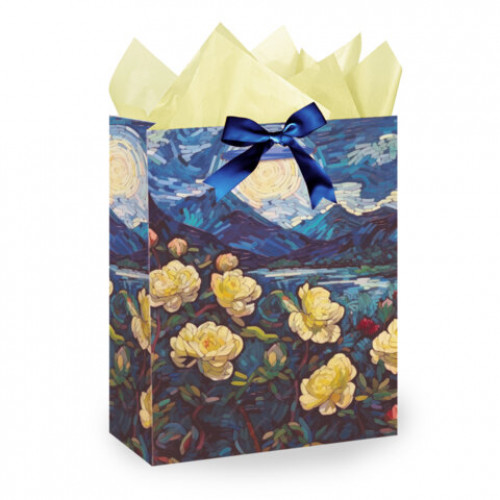 Пакет подарочный (1 штука) 18х10х23см (M) 3D Flowers, ассорти, с тишью, ЗОЛОТАЯ СКАЗКА, 700809