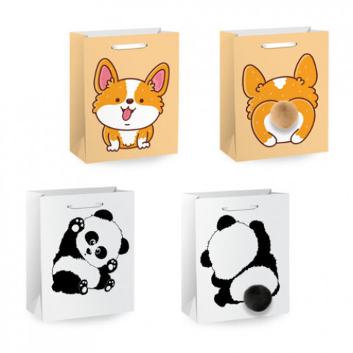 Пакет подарочный (1 штука) 18х10х23 см (M), Fluffy Tail, ассорти, пушистый хвостик, ЗОЛОТАЯ СКАЗКА, 700810