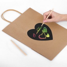 Пакет подарочный КОМПЛЕКТ 7 шт., 26x13x32 см, скретч-слой + стилус, Heart on Kraft, ЗОЛОТАЯ СКАЗКА, 591971