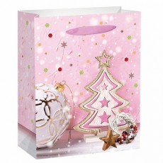 Пакет подарочный новогодний 17,8x9,8x22,9 см ЗОЛОТАЯ СКАЗКА Lilac Story, фольга, розовый, 608233