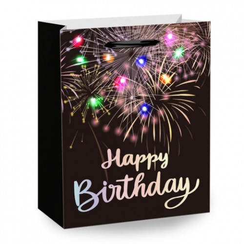 Пакет подарочный (1 штука) 26x13x32 см (L), LED Bag, черный, ЗОЛОТАЯ СКАЗКА, 700836