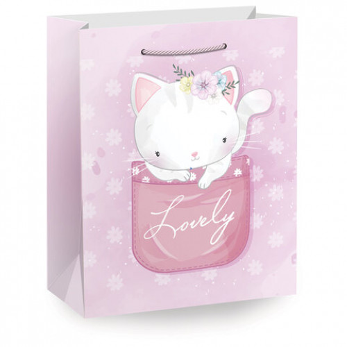 Пакет подарочный (1 штука) 26х13х32 см (L), Lovely Animals, ассорти, глиттер, ЗОЛОТАЯ СКАЗКА, 700816