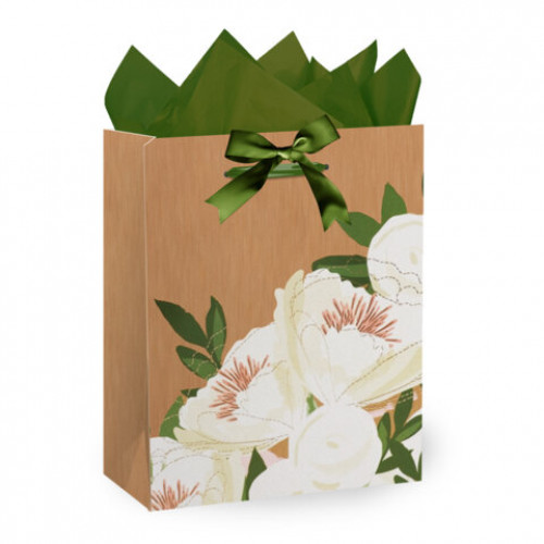 Пакет подарочный (1 штука) 18х10х23см (M) Flowers, ассорти, глиттер, c тишью, ЗОЛОТАЯ СКАЗКА, 700808