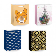 Пакет подарочный (1 штука) 11х6х15см (S) Collection Small, ассорти, глиттер, фольга, пушистый хвостик, ЗОЛОТАЯ СКАЗКА, 700803